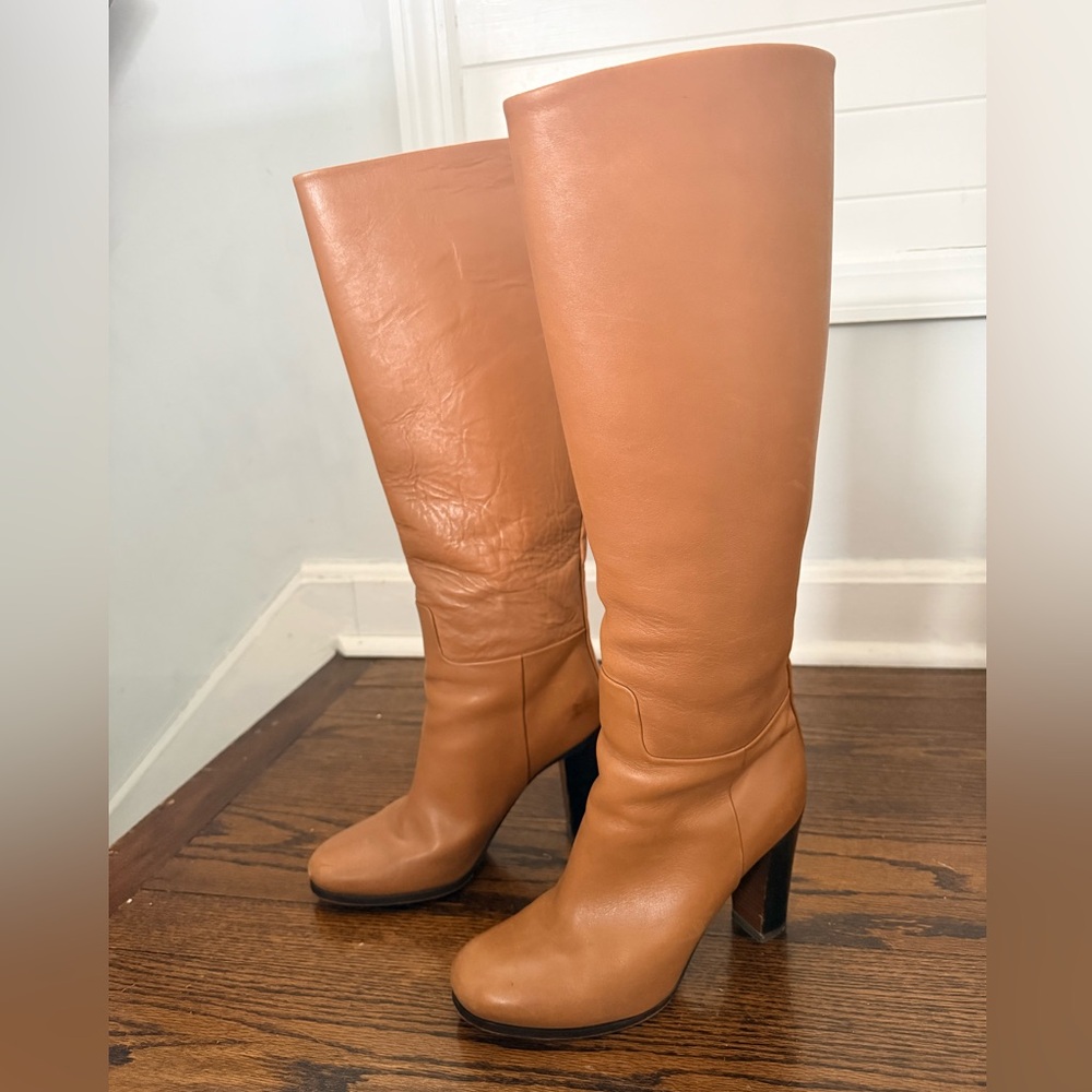 Tan Leather Knee-High Women's Boots